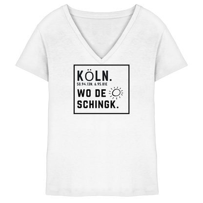 Wo de Sonn schingk - Köln Druck   - Ladies V-Neck Shirt