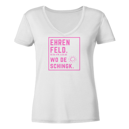 Wo de Sonn schingk - Ehrenfeld Druck   - Ladies V-Neck Shirt