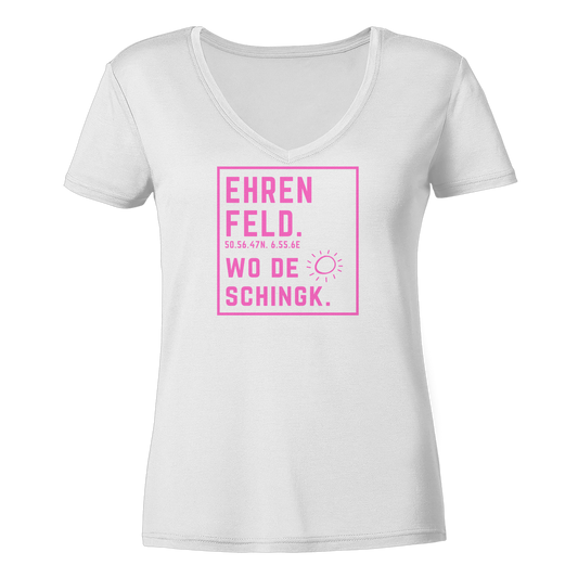 Wo de Sonn schingk - Ehrenfeld Druck   - Ladies V-Neck Shirt