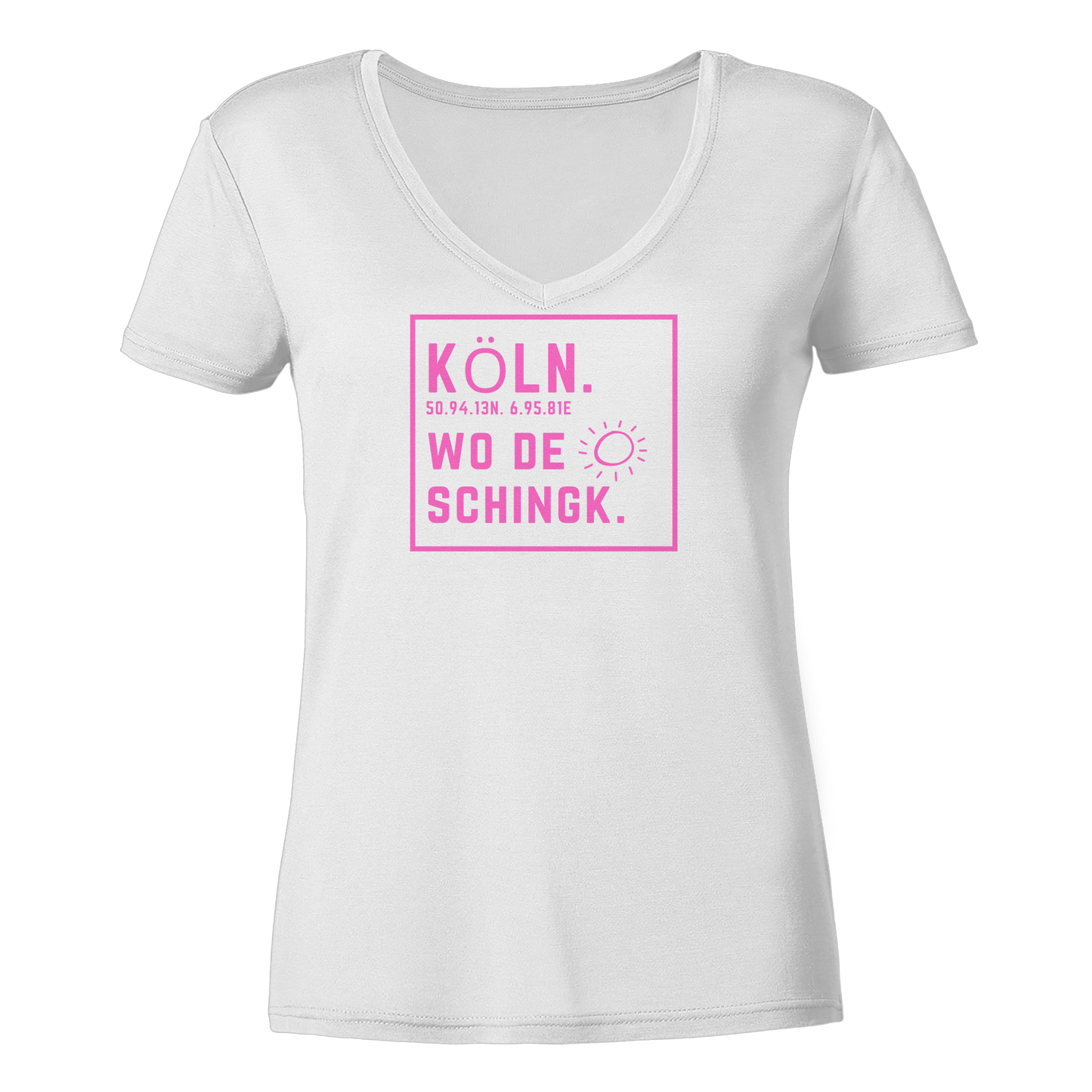 Wo de Sonn schingk - Köln Druck  - Ladies V-Neck Shirt