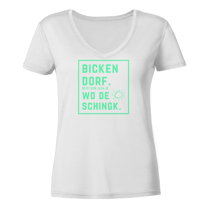 Wo de Sonn schingk - Bickendorf Druck - Ladies V-Neck Shirt