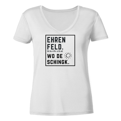 Wo de Sonn schingk - Ehrenfeld Druck  - Ladies V-Neck Shirt