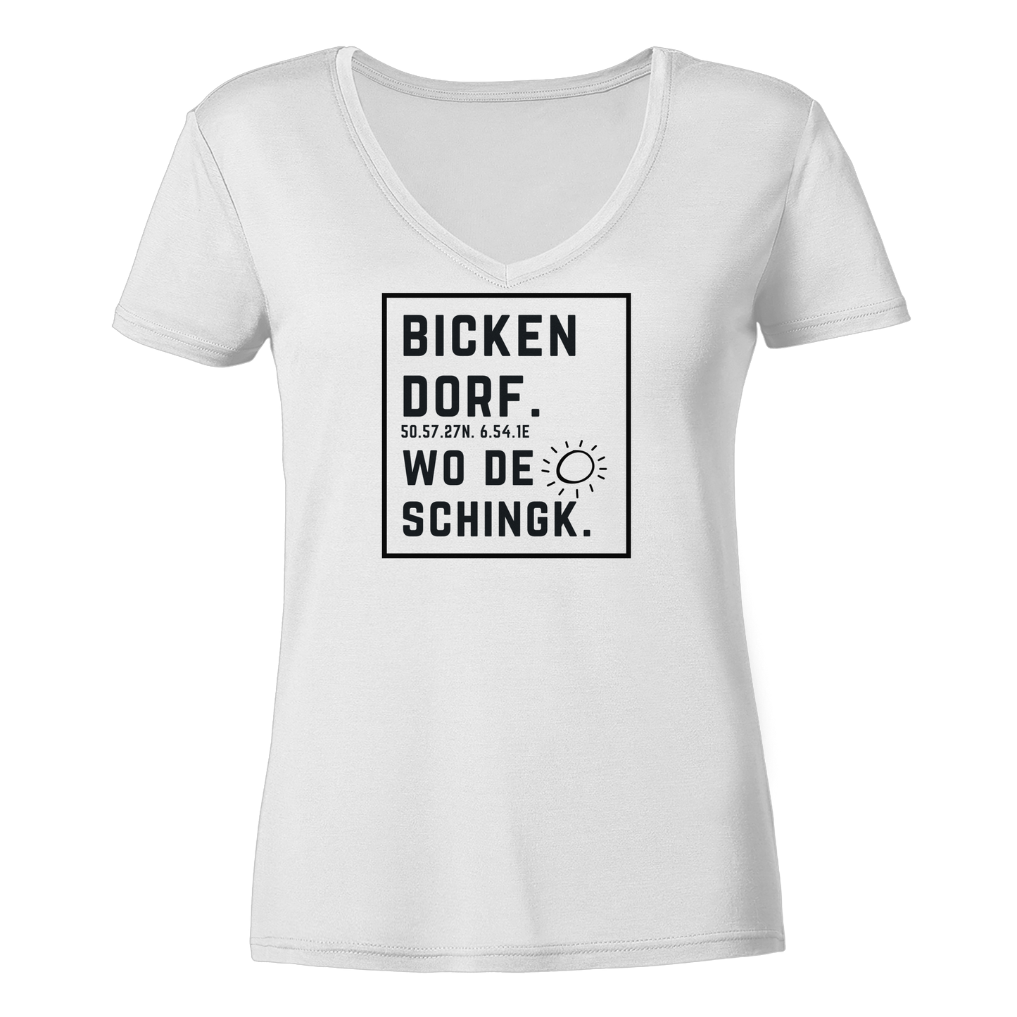 Wo de Sonn schingk - Bickendorf Druck  - Ladies V-Neck Shirt