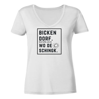 Wo de Sonn schingk - Bickendorf Druck  - Ladies V-Neck Shirt