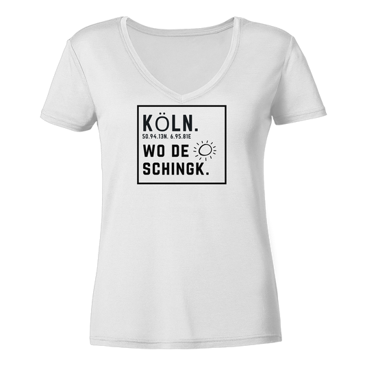 Wo de Sonn schingk - Köln Druck   - Ladies V-Neck Shirt