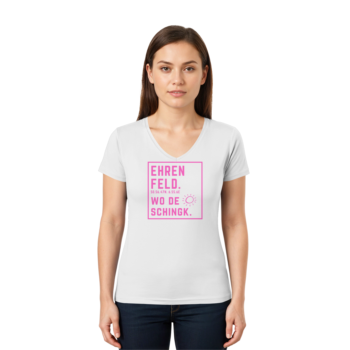 Wo de Sonn schingk - Ehrenfeld Druck   - Ladies V-Neck Shirt