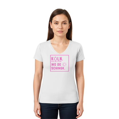 Wo de Sonn schingk - Köln Druck  - Ladies V-Neck Shirt