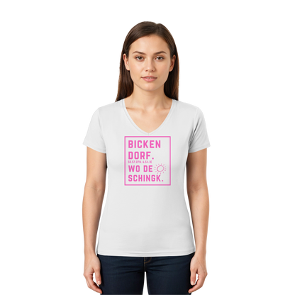 Wo de Sonn schingk - Bickendorf Druck  - Ladies V-Neck Shirt