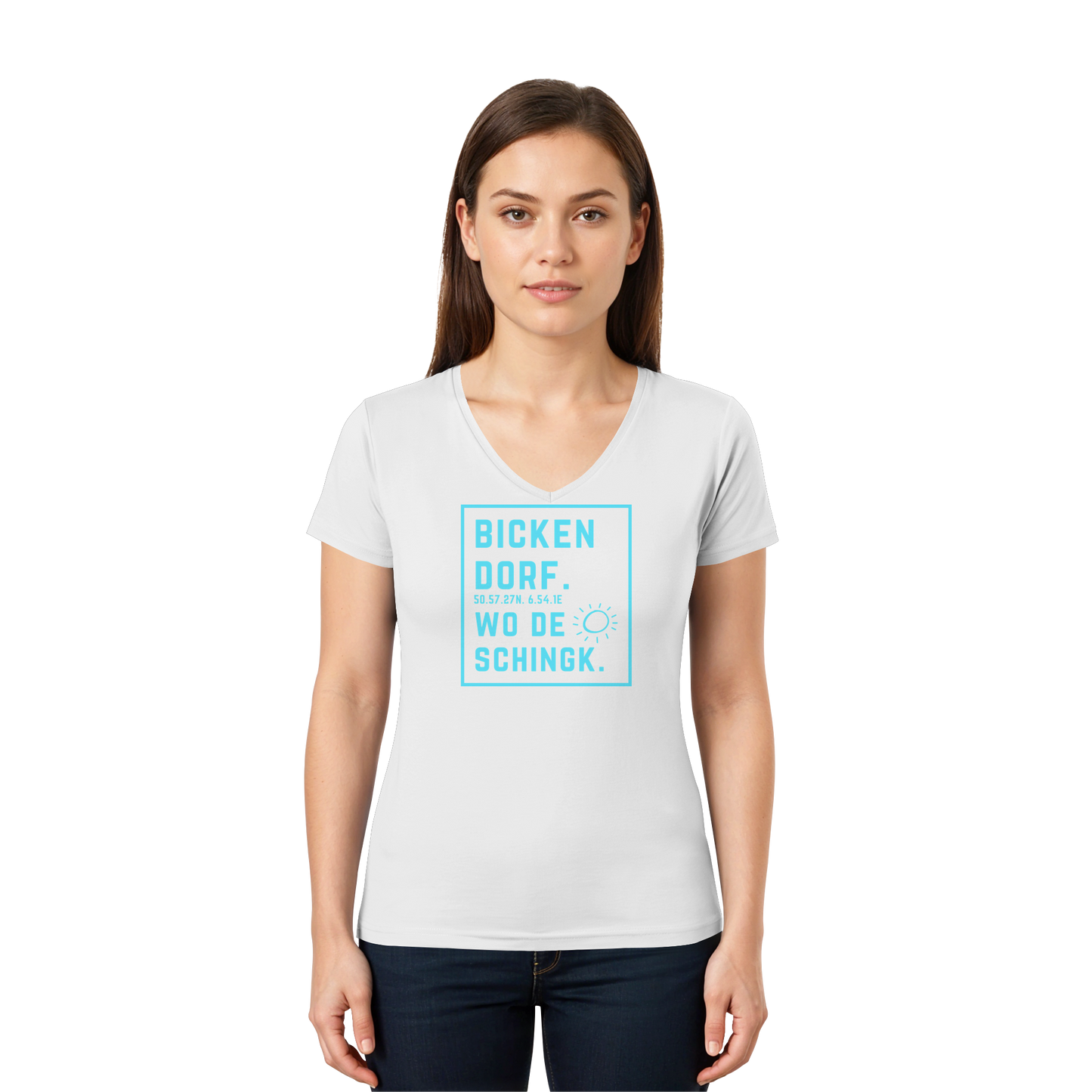 Wo de Sonn schingk - Bickendorf Druck - Ladies V-Neck Shirt