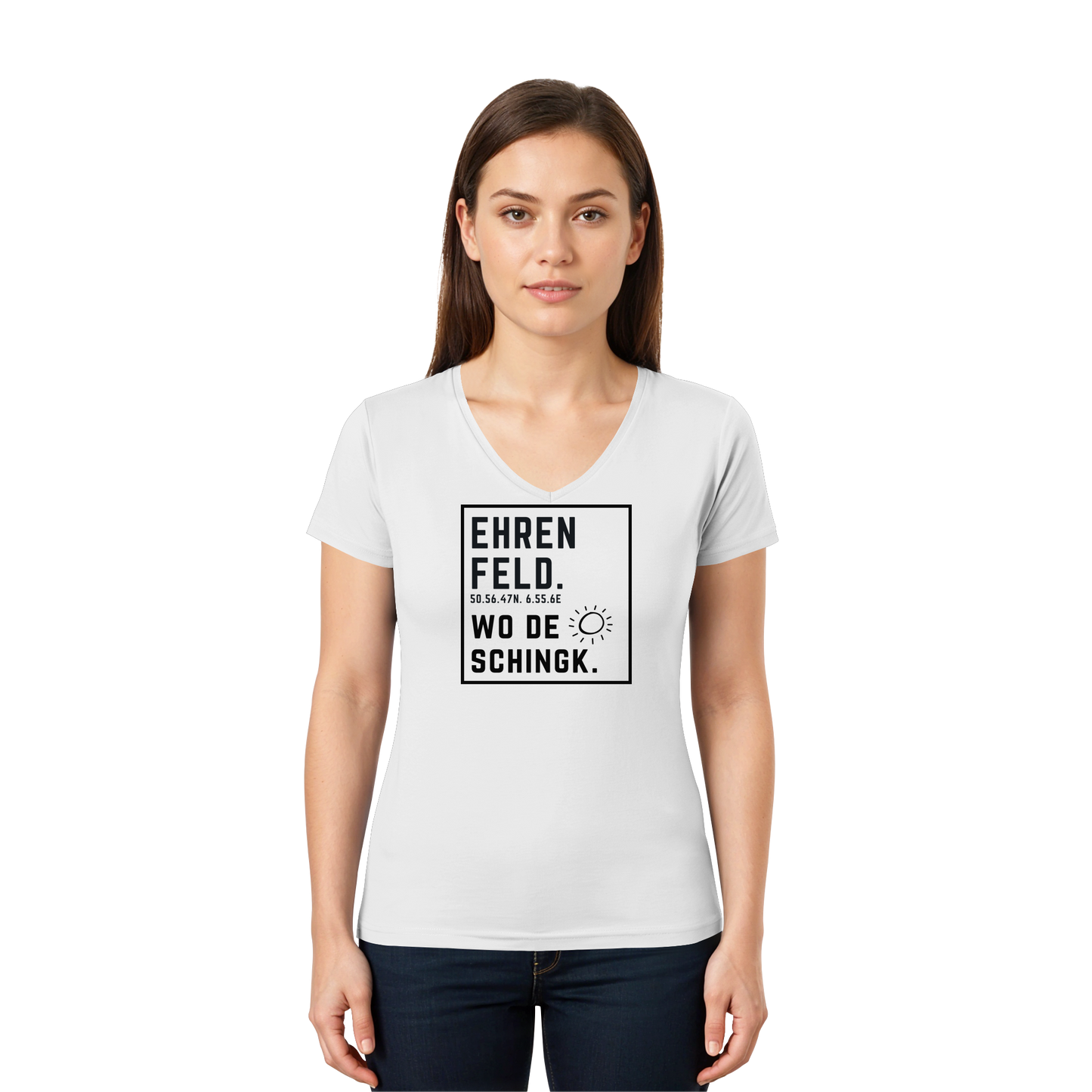 Wo de Sonn schingk - Ehrenfeld Druck  - Ladies V-Neck Shirt