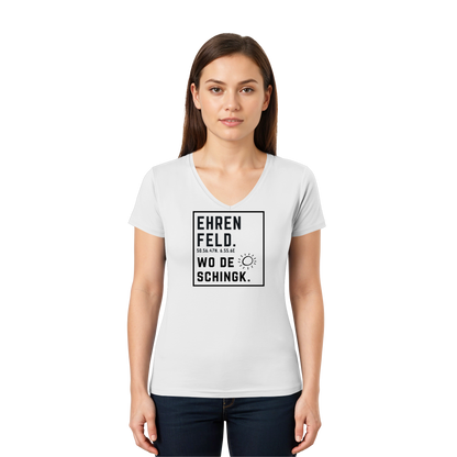 Wo de Sonn schingk - Ehrenfeld Druck  - Ladies V-Neck Shirt