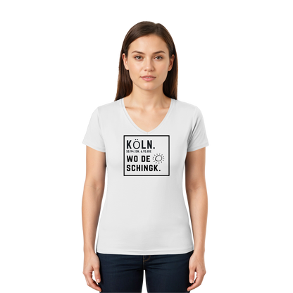 Wo de Sonn schingk - Köln Druck   - Ladies V-Neck Shirt