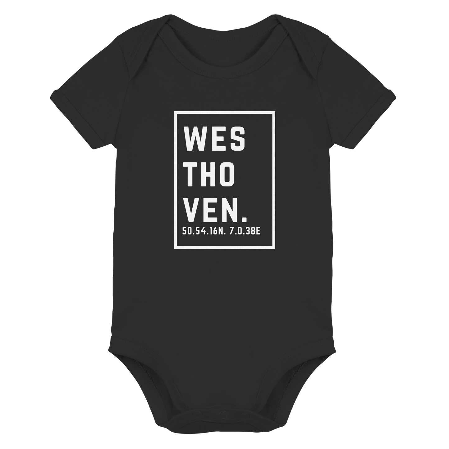 Westhoven Koordinaten (großer Druck auf der Brust) - Organic Baby Bodysuit
