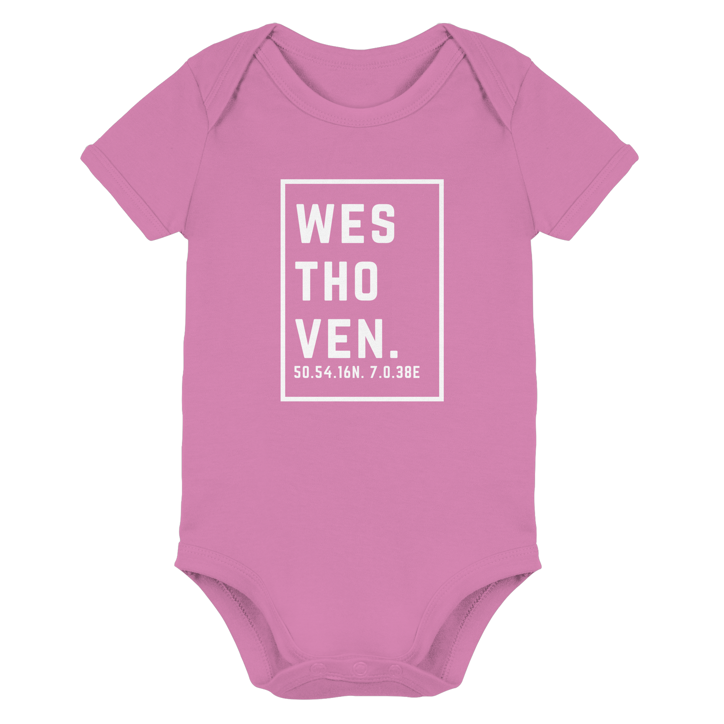 Westhoven Koordinaten (großer Druck auf der Brust) - Organic Baby Bodysuit