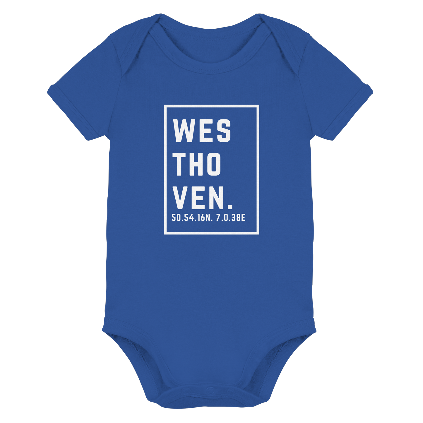 Westhoven Koordinaten (großer Druck auf der Brust) - Organic Baby Bodysuit