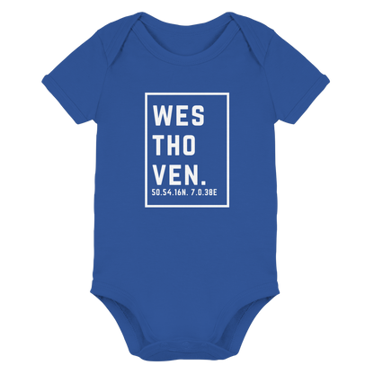 Westhoven Koordinaten (großer Druck auf der Brust) - Organic Baby Bodysuit