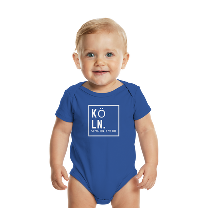 Köln Koordinaten (großer Druck auf der Brust) - Organic Baby Bodysuit