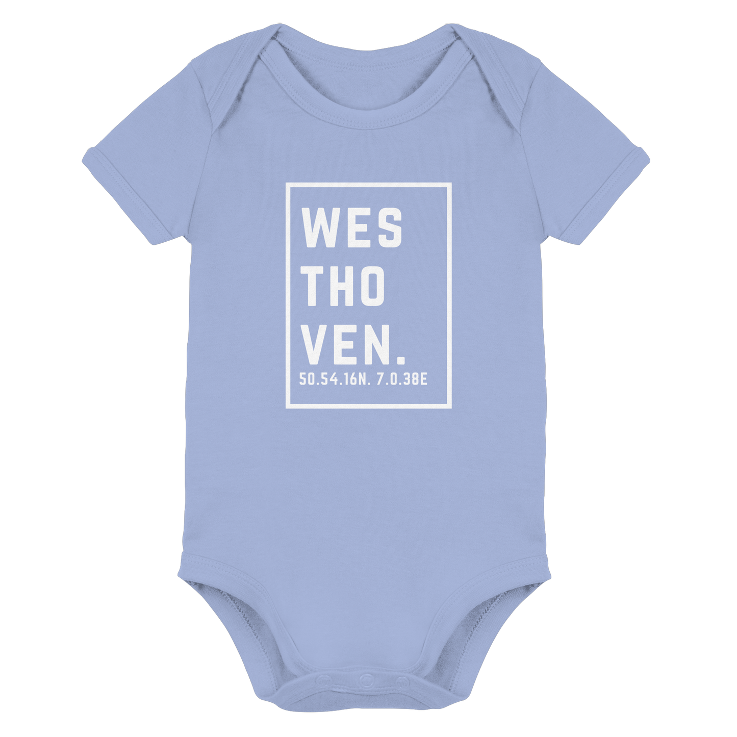 Westhoven Koordinaten (großer Druck auf der Brust) - Organic Baby Bodysuit
