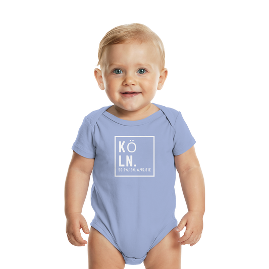 Köln Koordinaten (großer Druck auf der Brust) - Organic Baby Bodysuit