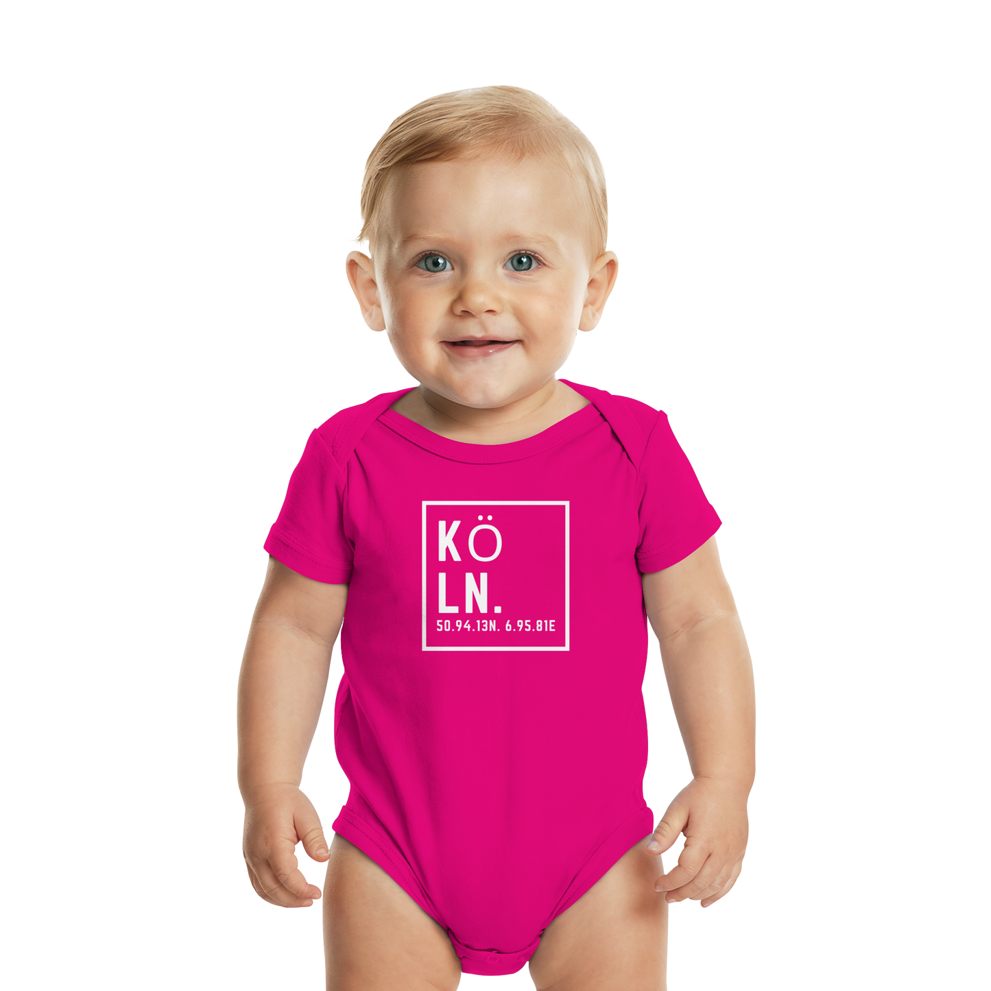 Köln Koordinaten (großer Druck auf der Brust) - Organic Baby Bodysuit
