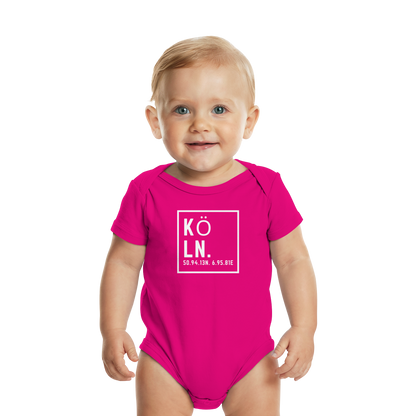 Köln Koordinaten (großer Druck auf der Brust) - Organic Baby Bodysuit