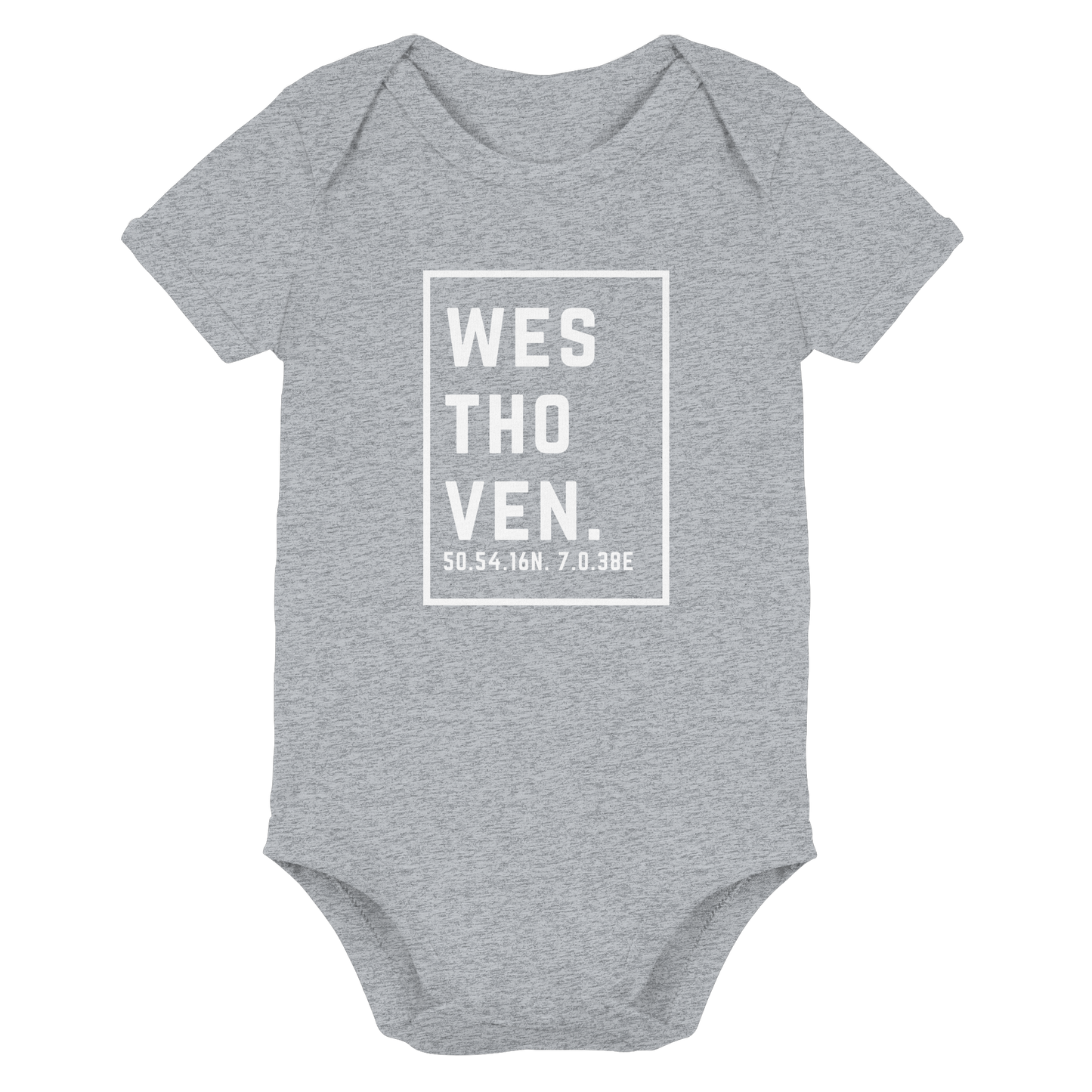 Westhoven Koordinaten (großer Druck auf der Brust) - Organic Baby Bodysuit