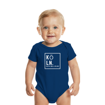 Köln Koordinaten (großer Druck auf der Brust) - Organic Baby Bodysuit