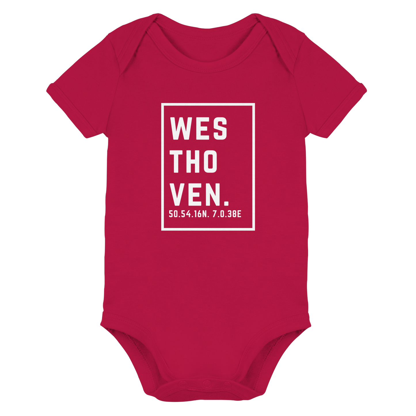 Westhoven Koordinaten (großer Druck auf der Brust) - Organic Baby Bodysuit