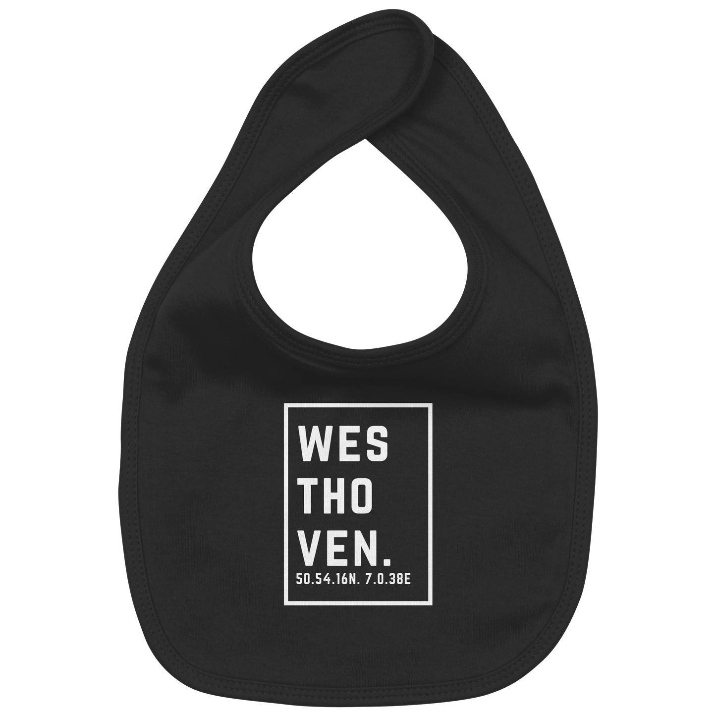 Westhoven Koordinaten (großer Druck auf der Brust) - Organic Baby-Lätzchen