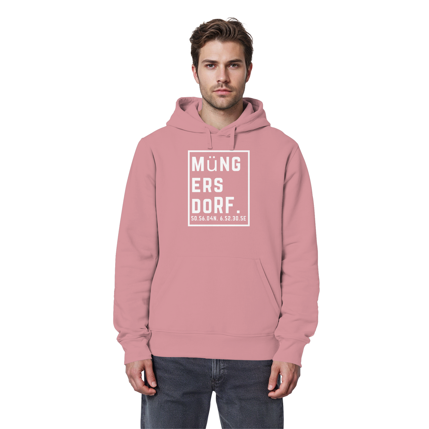 Müngersdorf Koordinaten (großer Druck auf der Brust) - Organic Basic Hoodie