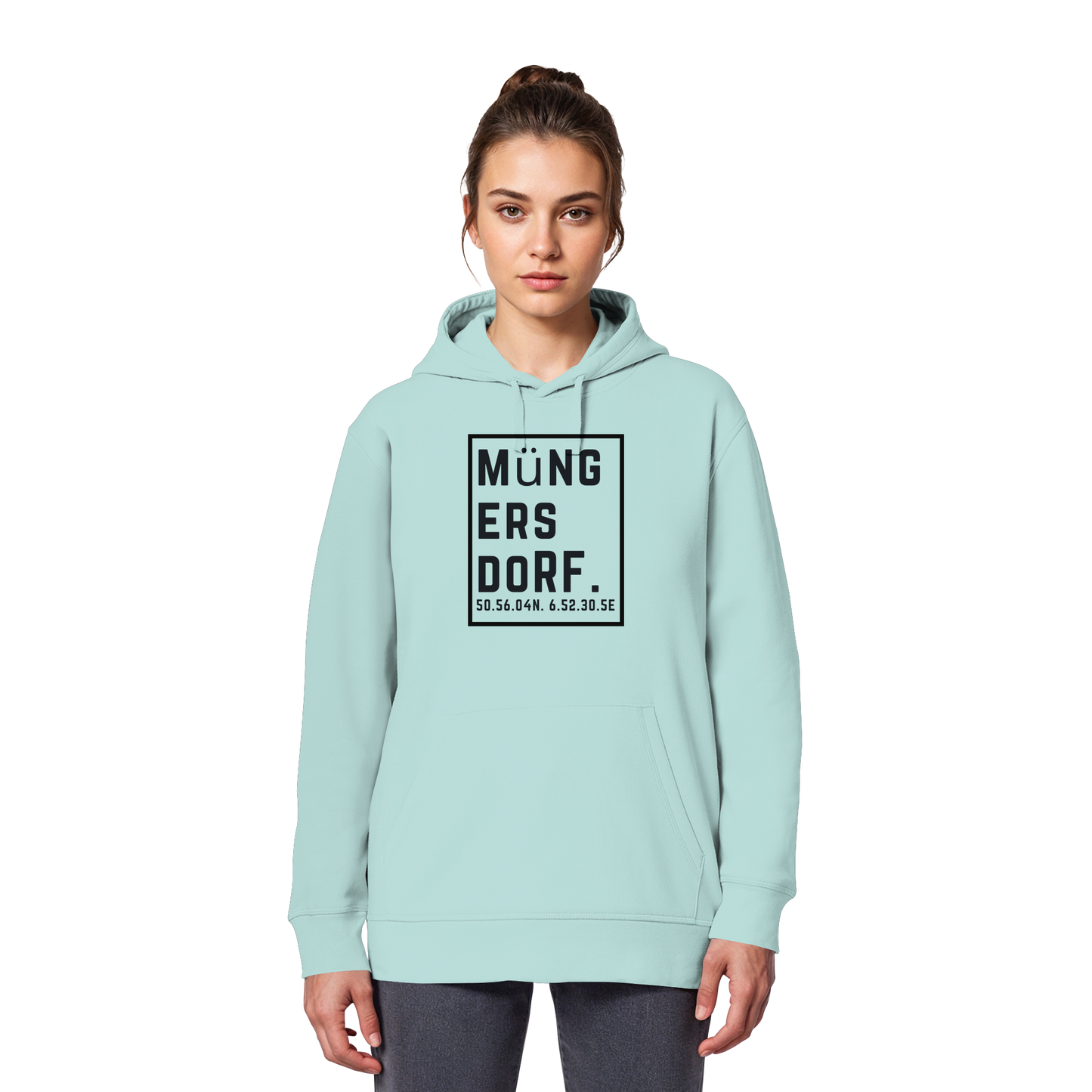 Müngersdorf Koordinaten (großer Druck auf der Brust) - Organic Basic Hoodie