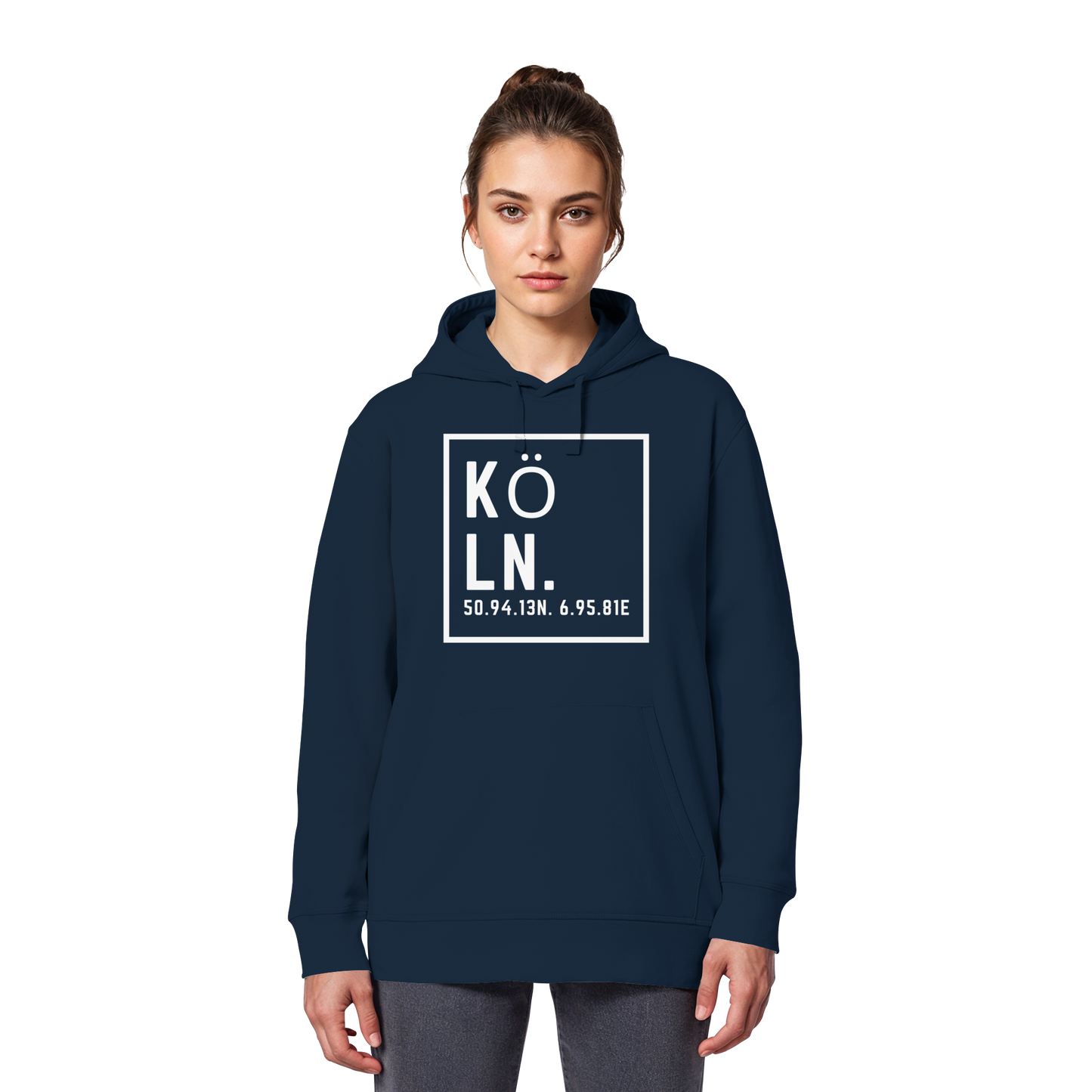 Köln Koordinaten (großer Druck auf der Brust) - Organic Basic Hoodie