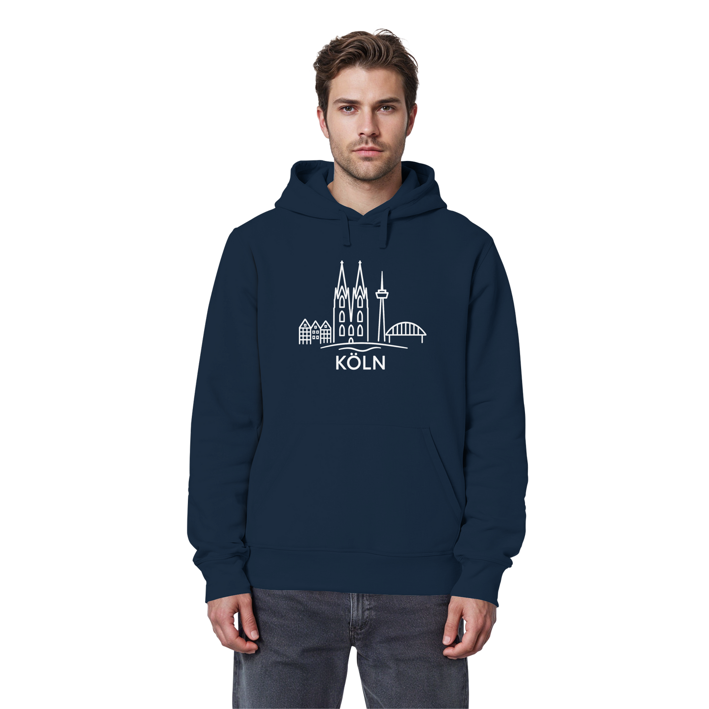 Köln Skyline (großer Druck auf der Brust) - Organic Basic Hoodie