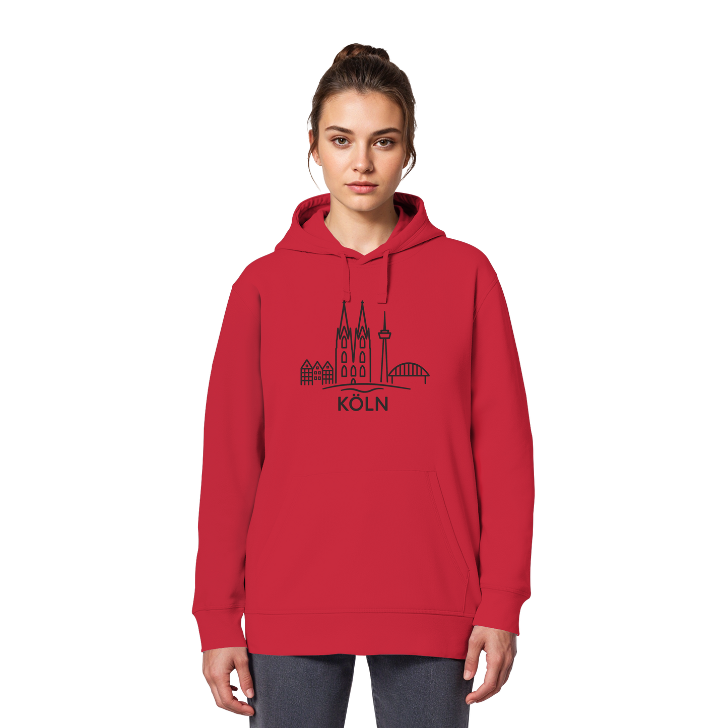 Köln Skyline (großer Druck auf der Brust) - Organic Basic Hoodie