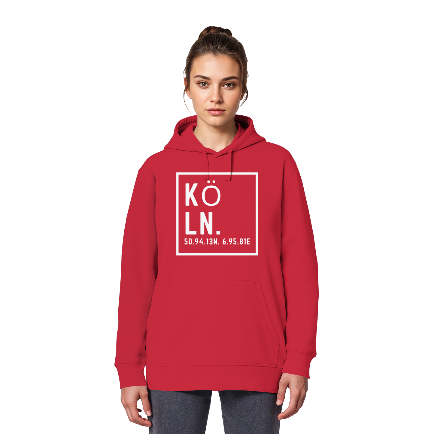 Köln Koordinaten (großer Druck auf der Brust) - Organic Basic Hoodie