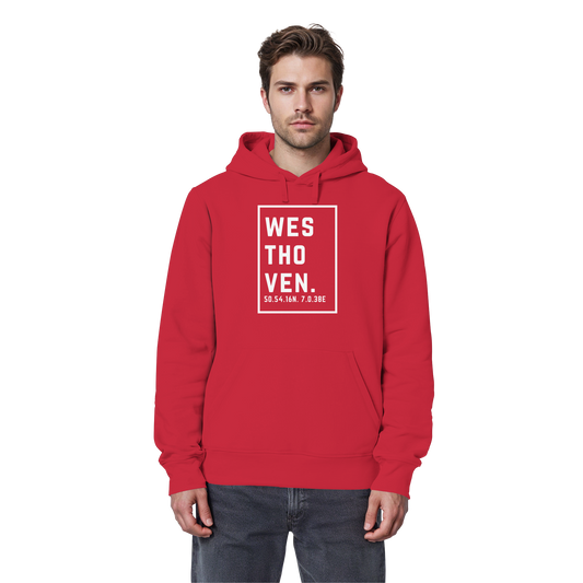 Westhoven Koordinaten (großer Druck auf der Brust) - Organic Basic Hoodie