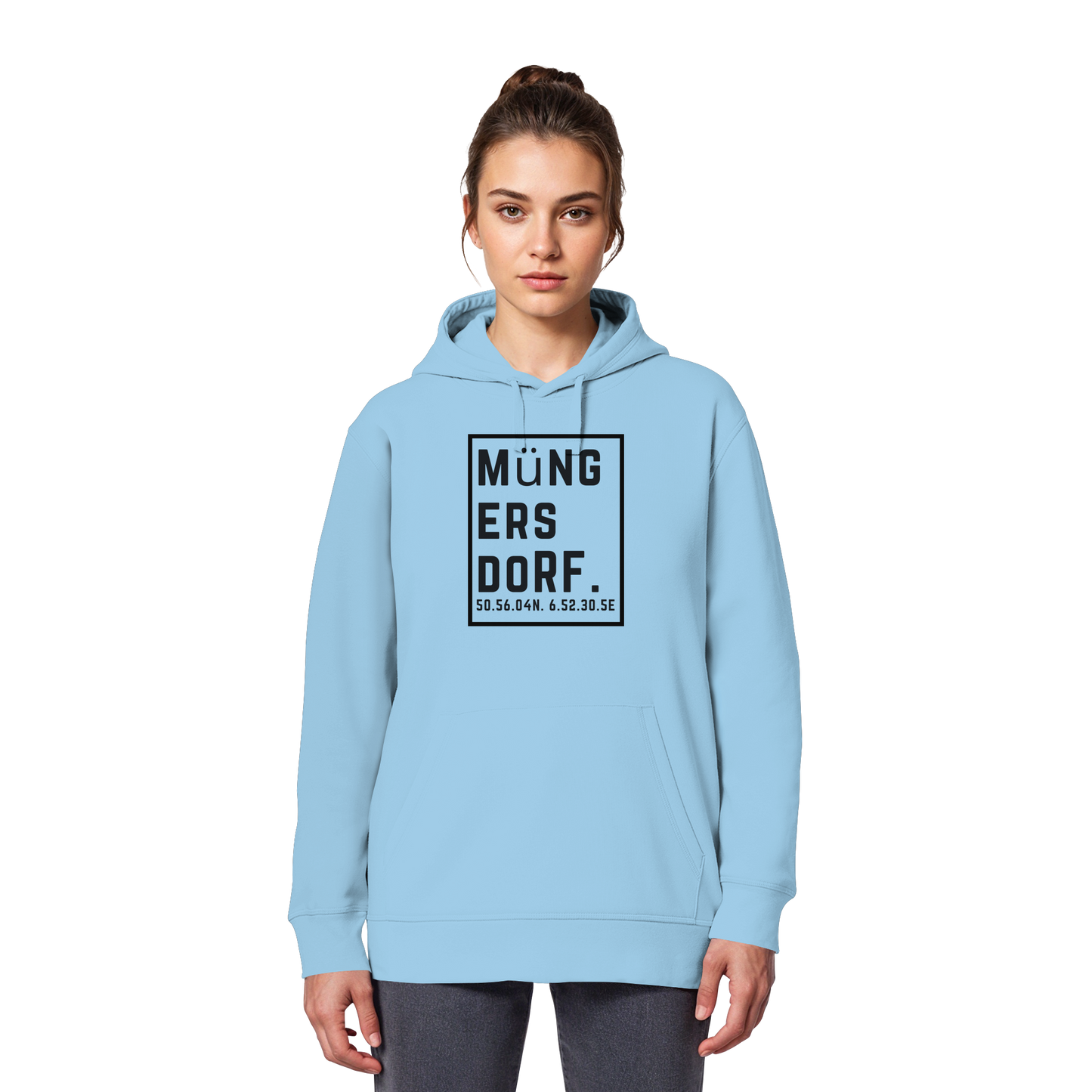 Müngersdorf Koordinaten (großer Druck auf der Brust) - Organic Basic Hoodie