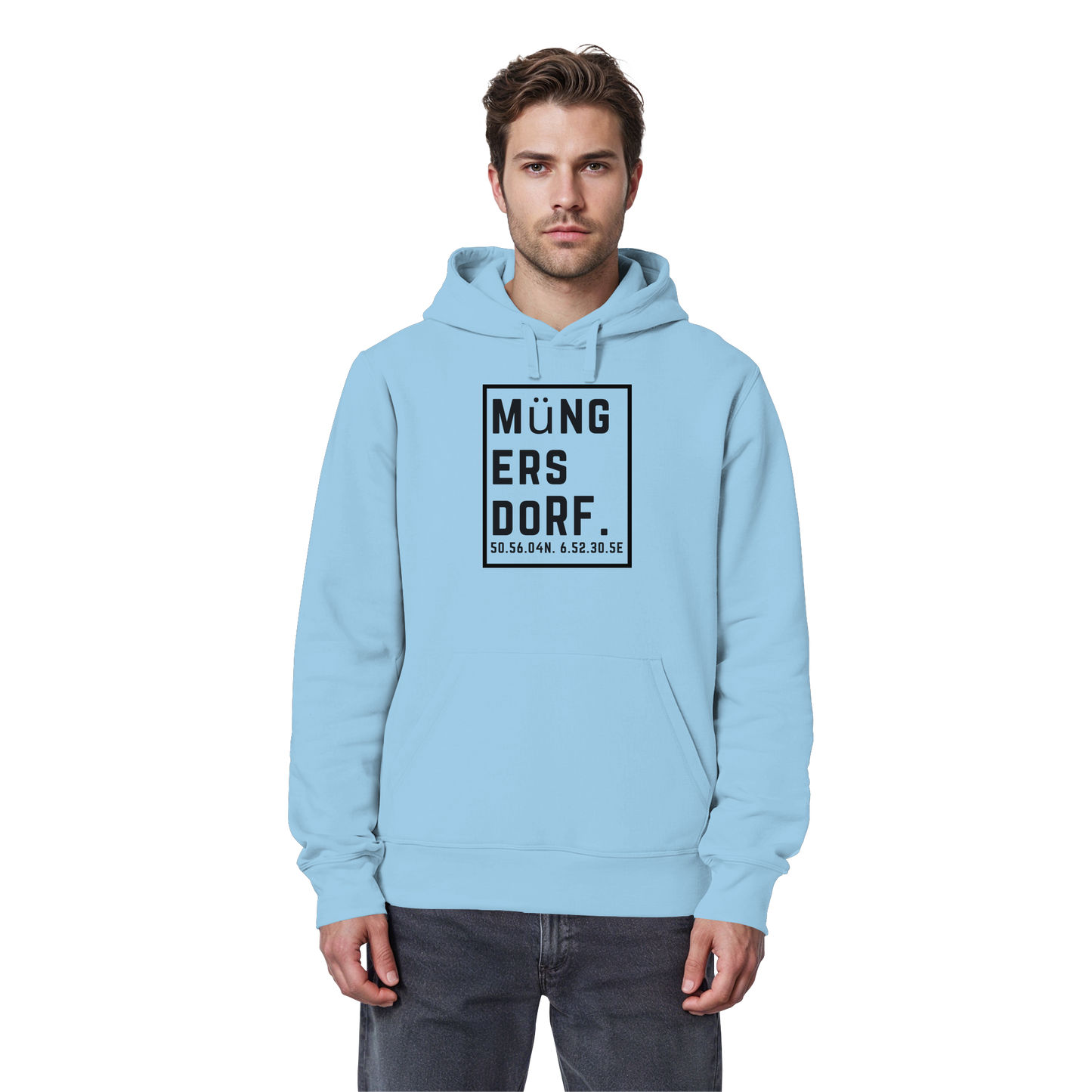 Müngersdorf Koordinaten (großer Druck auf der Brust) - Organic Basic Hoodie