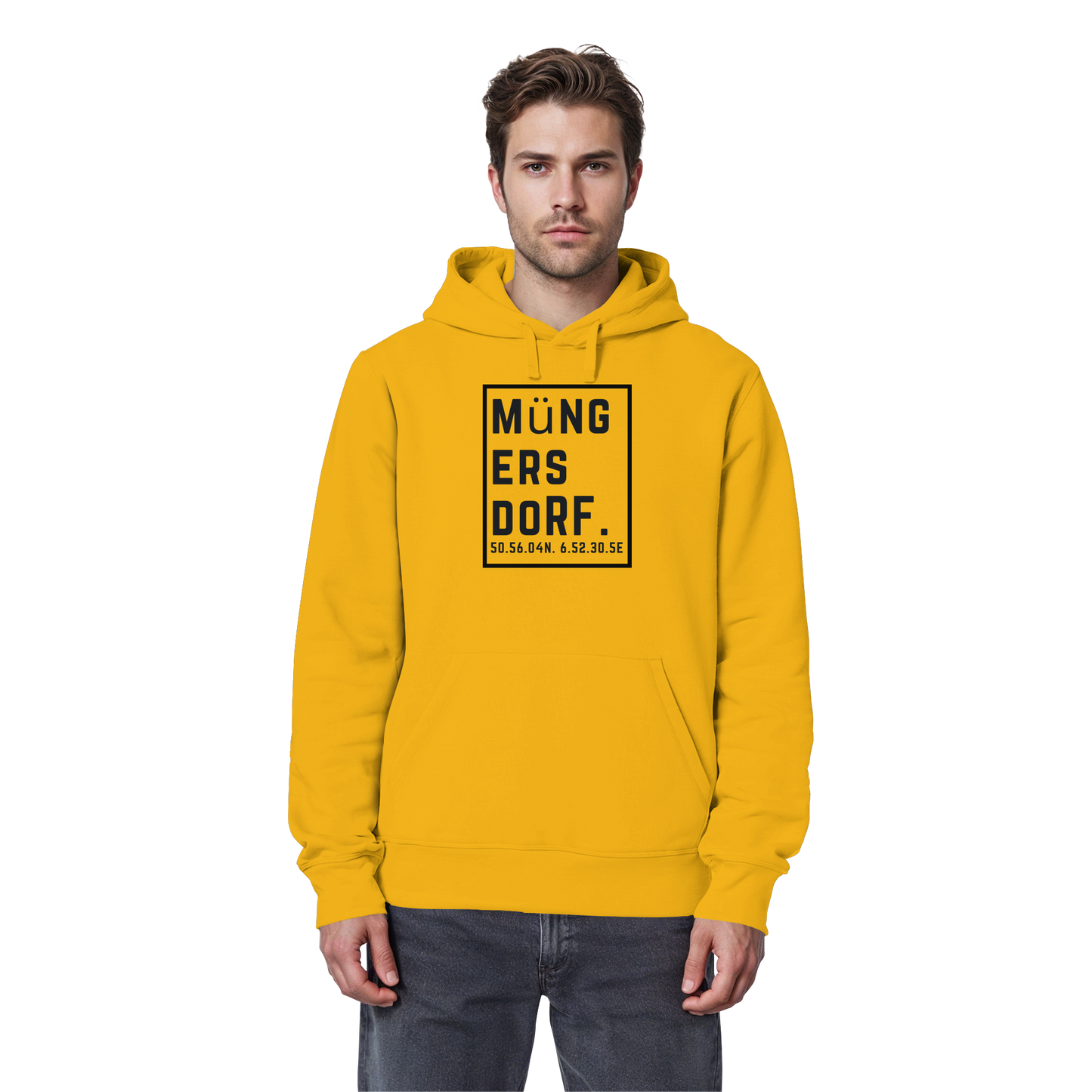 Müngersdorf Koordinaten (großer Druck auf der Brust) - Organic Basic Hoodie
