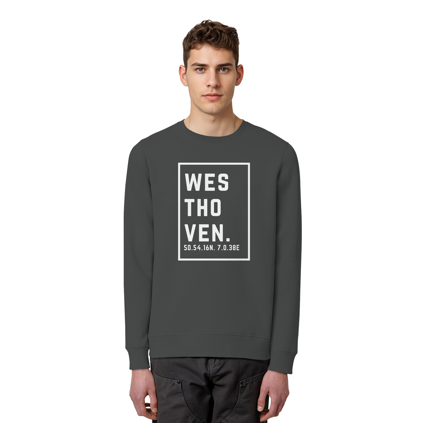 Westhoven Koordinaten (großer Druck auf der Brust) - Organic Basic Unisex Sweatshirt