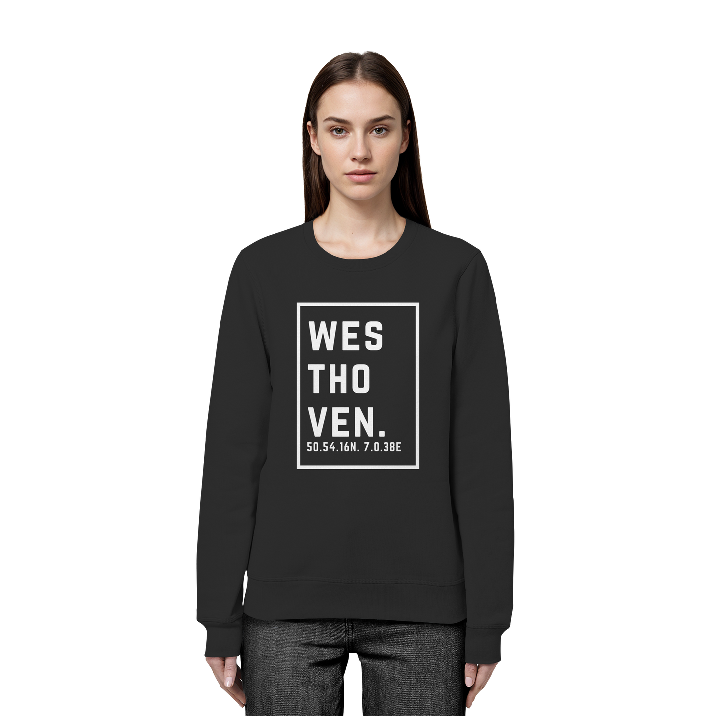 Westhoven Koordinaten (großer Druck auf der Brust) - Organic Basic Unisex Sweatshirt