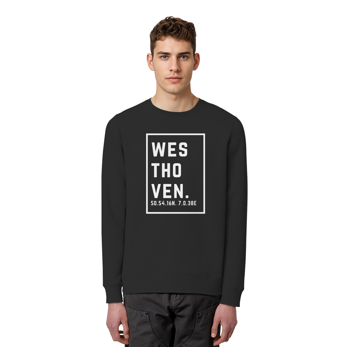 Westhoven Koordinaten (großer Druck auf der Brust) - Organic Basic Unisex Sweatshirt