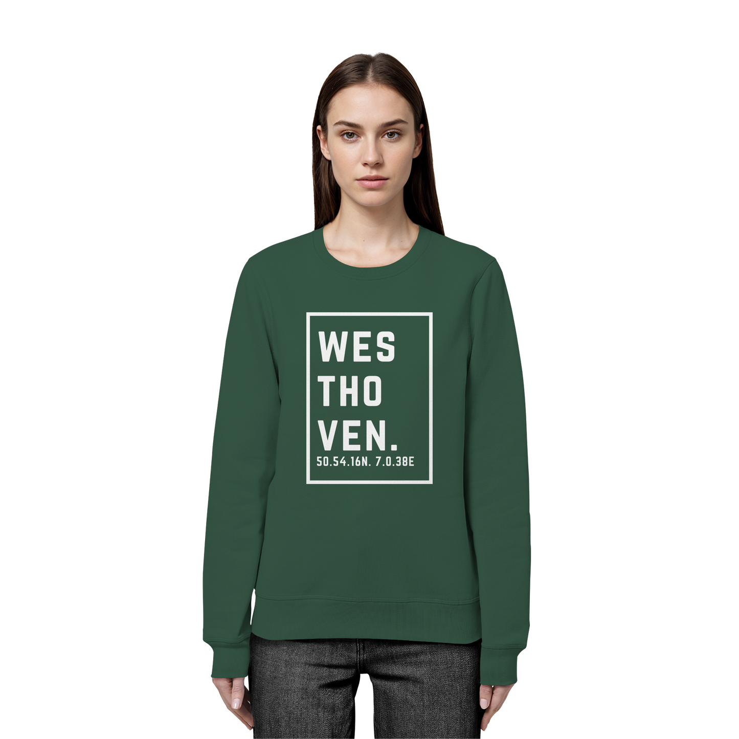 Westhoven Koordinaten (großer Druck auf der Brust) - Organic Basic Unisex Sweatshirt
