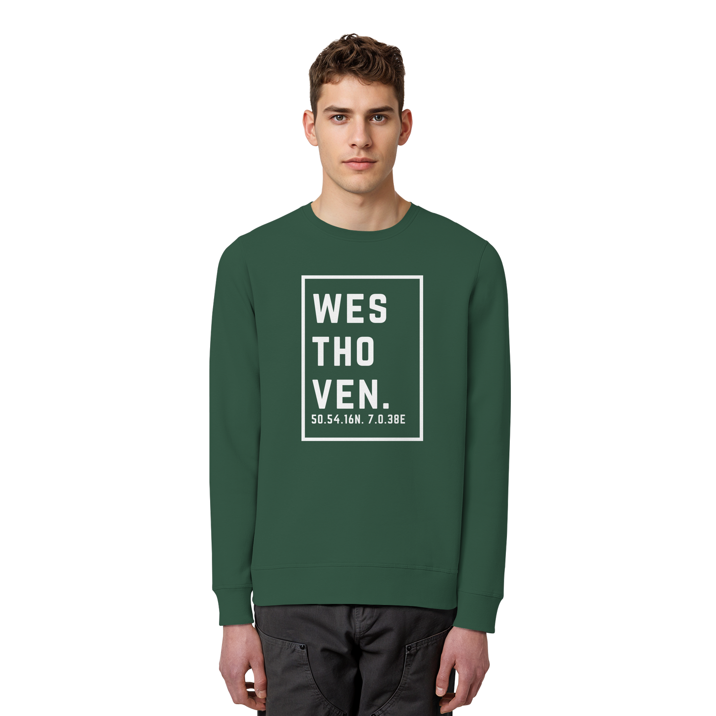 Westhoven Koordinaten (großer Druck auf der Brust) - Organic Basic Unisex Sweatshirt