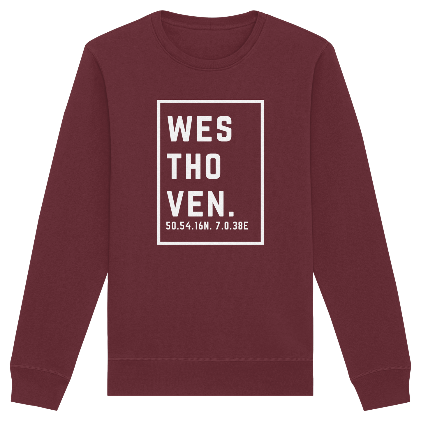 Westhoven Koordinaten (großer Druck auf der Brust) - Organic Basic Unisex Sweatshirt