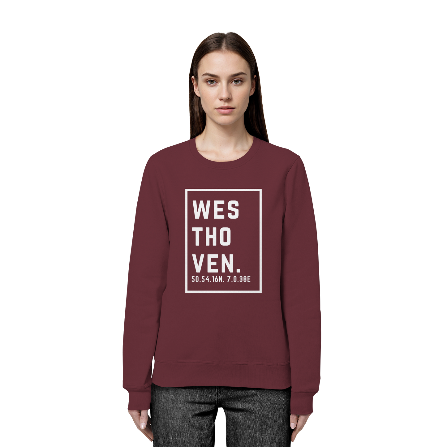 Westhoven Koordinaten (großer Druck auf der Brust) - Organic Basic Unisex Sweatshirt
