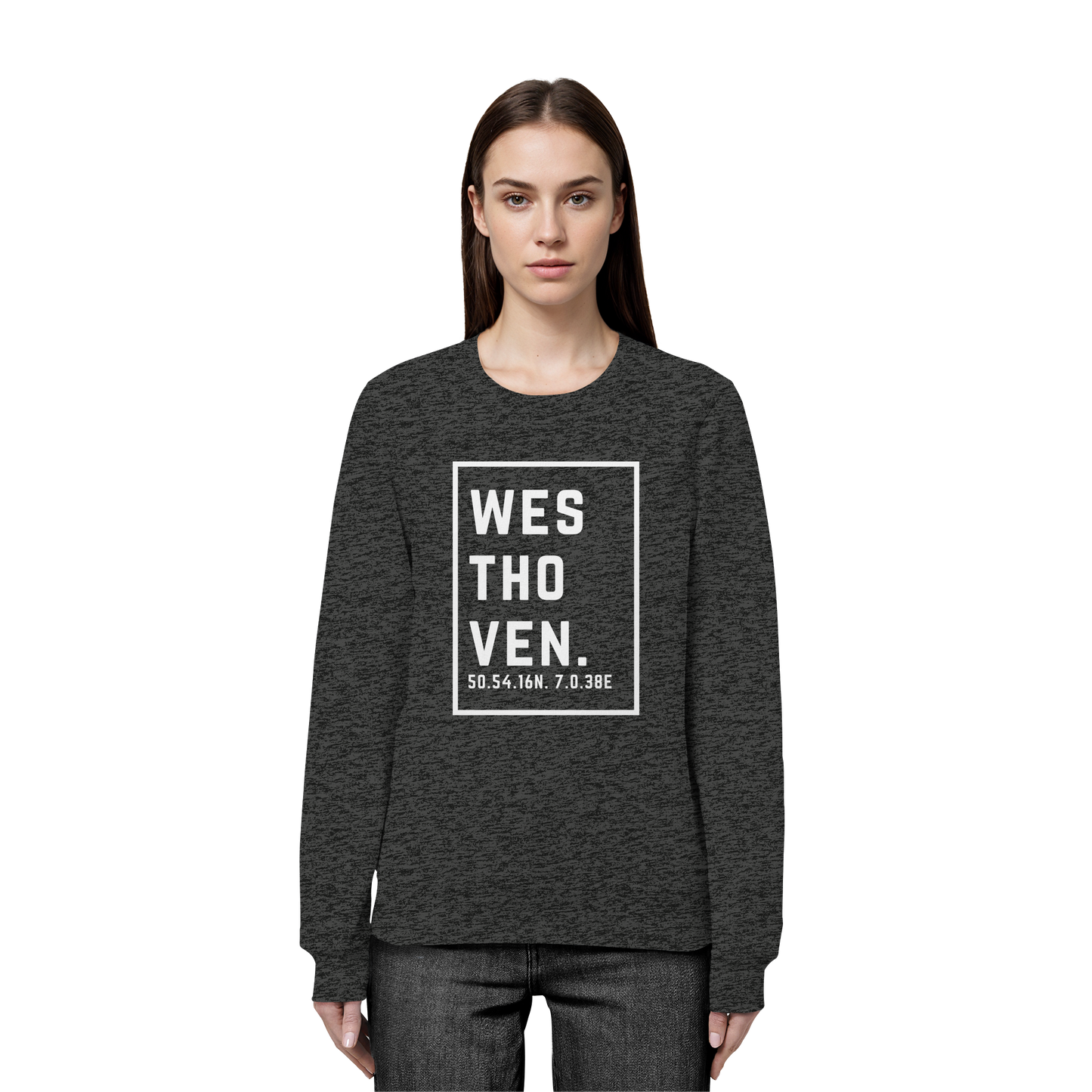 Westhoven Koordinaten (großer Druck auf der Brust) - Organic Basic Unisex Sweatshirt
