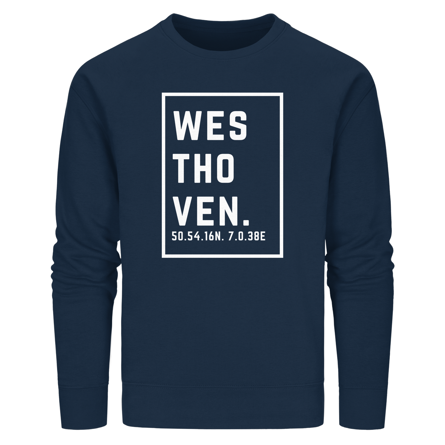 Westhoven Koordinaten (großer Druck auf der Brust) - Organic Basic Unisex Sweatshirt