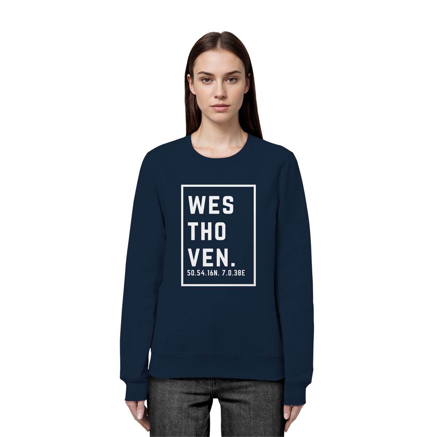 Westhoven Koordinaten (großer Druck auf der Brust) - Organic Basic Unisex Sweatshirt