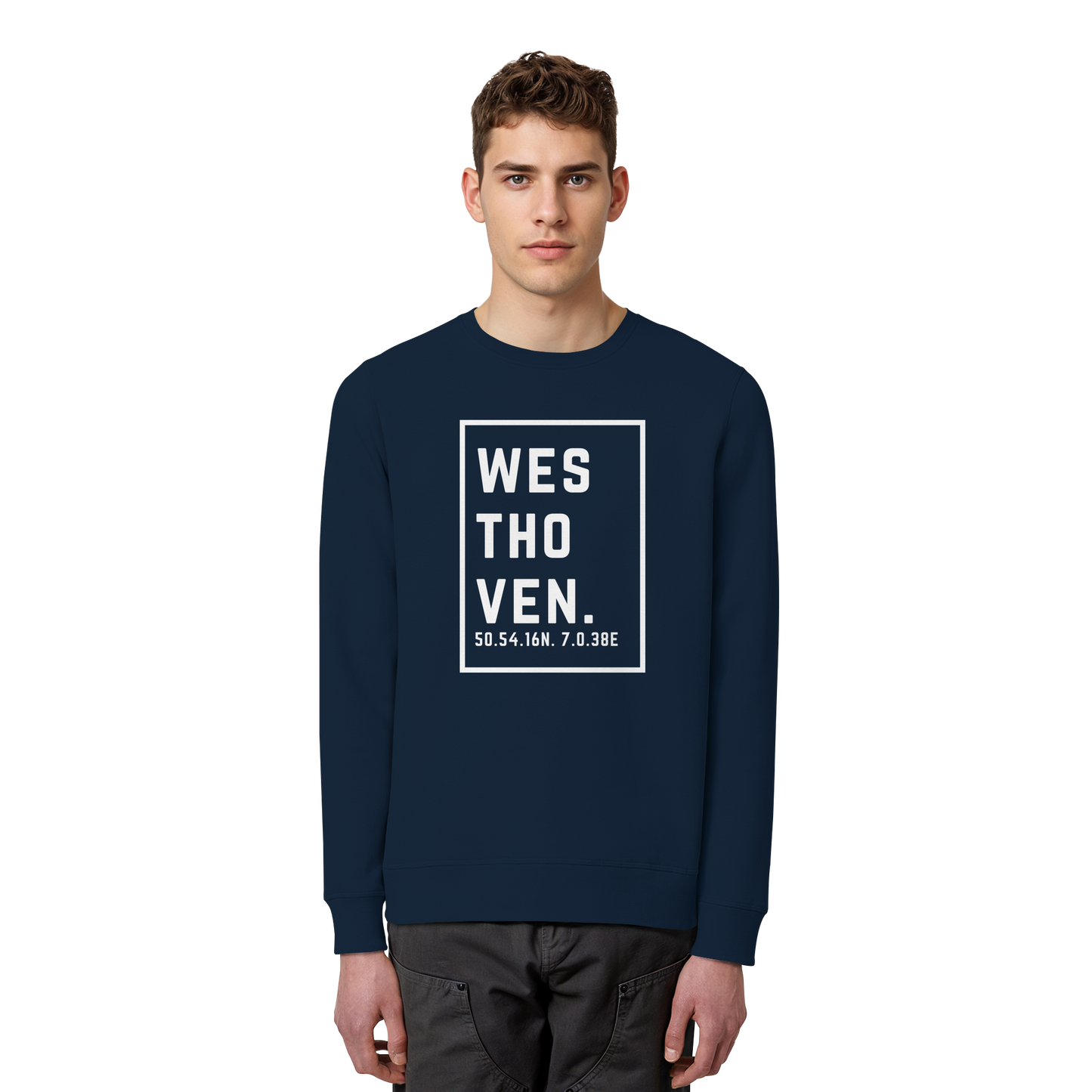 Westhoven Koordinaten (großer Druck auf der Brust) - Organic Basic Unisex Sweatshirt